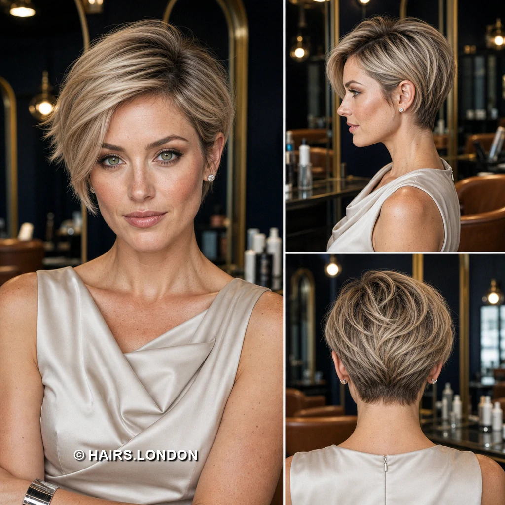 18 Textured Pixie Cuts with Swept Fringes, Lifted Crowns, and Tapered Napes Brown Directional Spikes