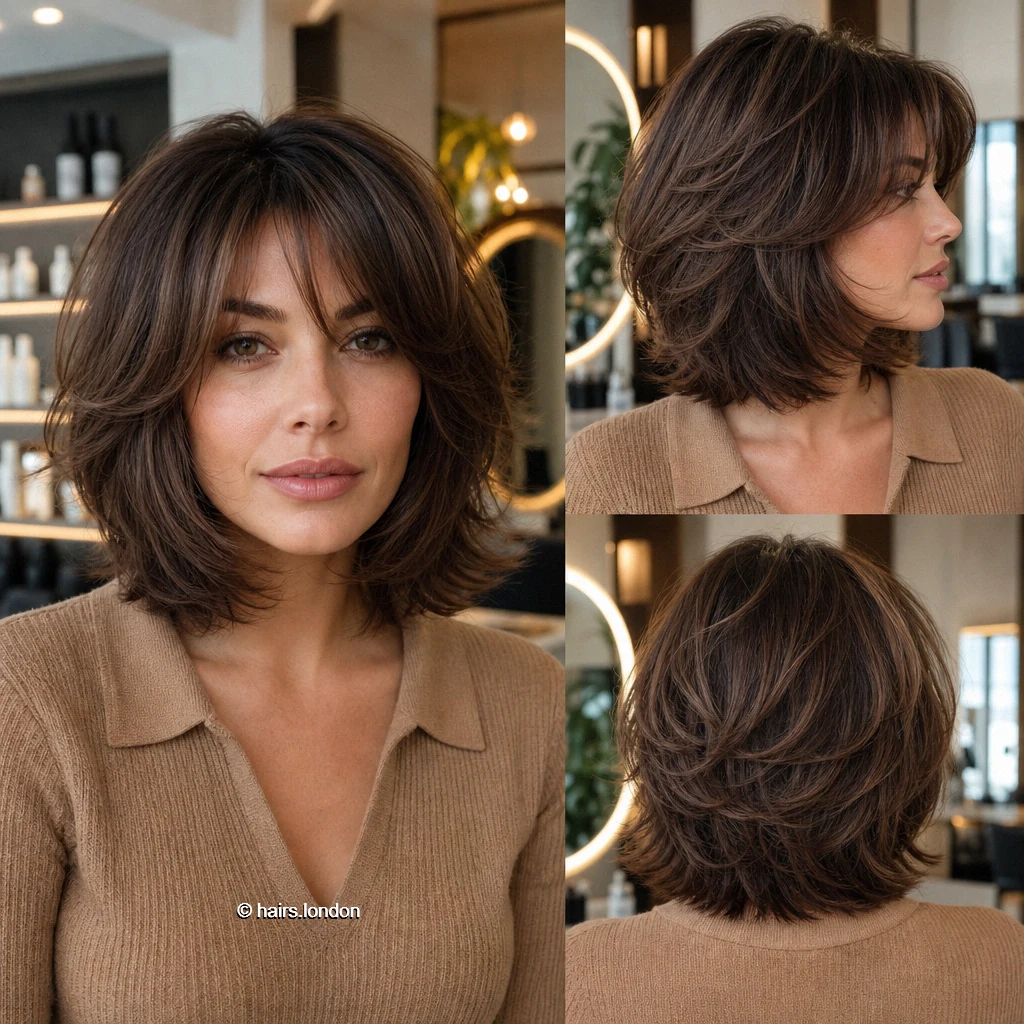 20 Rounded and Layered Bob Haircuts for a Shape That Moves Brown Feathered Bob