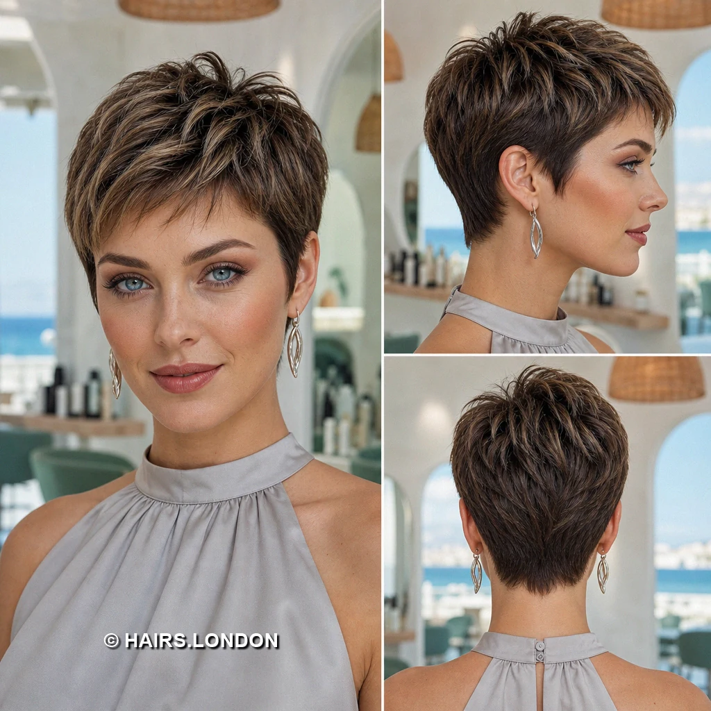 Brown Flicked Pixie