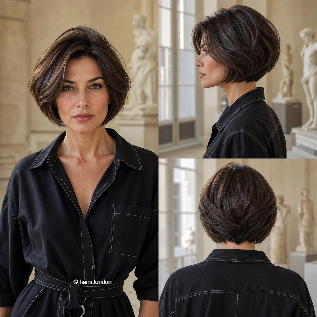 22 Brunette Bob Haircuts, from Soft Waves to Sculpted Shapes Brown Graduated Sweep