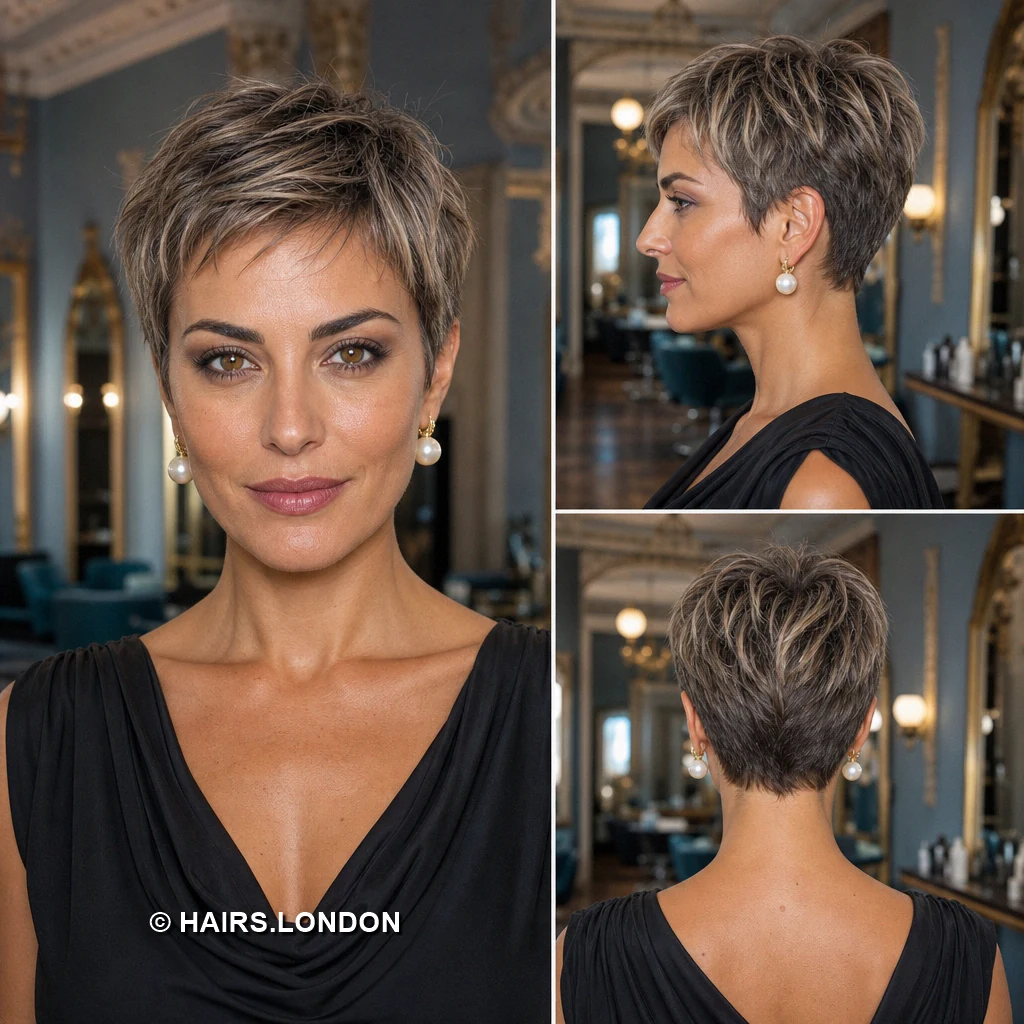 18 Textured Pixie Haircuts with Swept Fringe and Tapered Napes Brown Honey Quiff