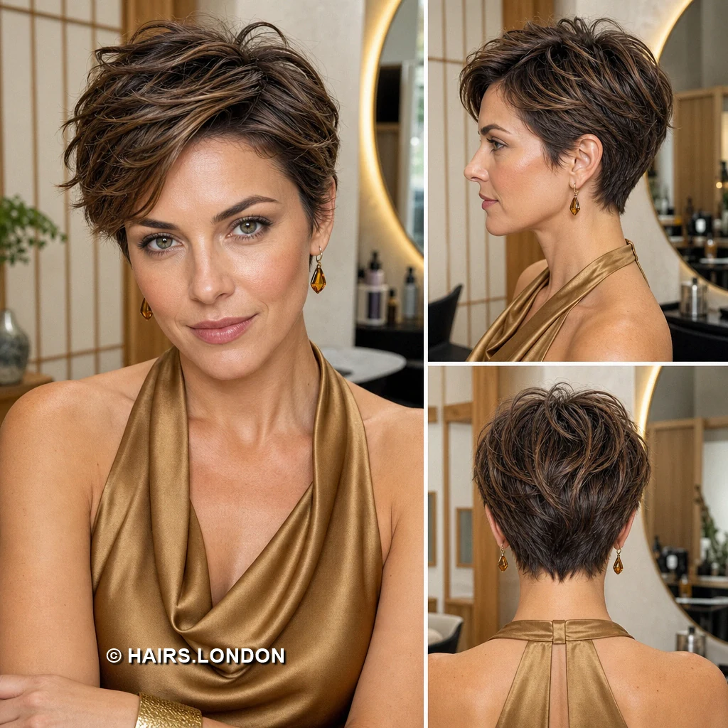 Brown Layered Pixie