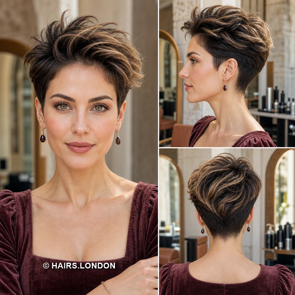 19 Textured Brunette Pixie Cuts With Shape and Movement Brown Outward Flicks