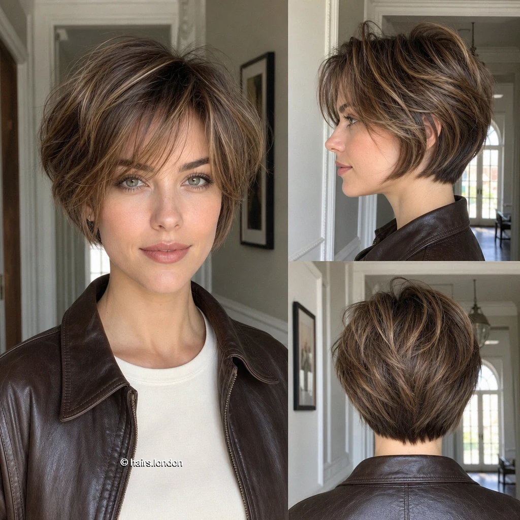 24 Bob Haircuts: From Rounded Jaw-Length Shapes to Layered Lobs Brown Piecey Bob