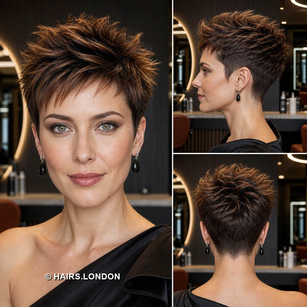 14 Textured Pixie Cuts with Sweeping Fringes, Curls, and Color Brown Rounded Pixie