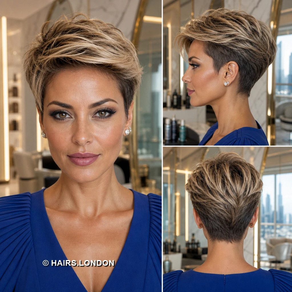 19 Textured Pixie Cuts with Sweeping Fringes, Lifted Crowns, and Tapered Napes Brown Sculpted Quiff