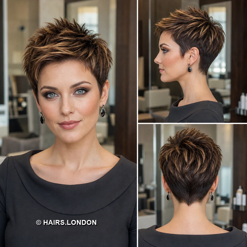 14 Textured Pixie Cuts with Sweeping Fringes, Curls, and Color Brown Spiky Pixie