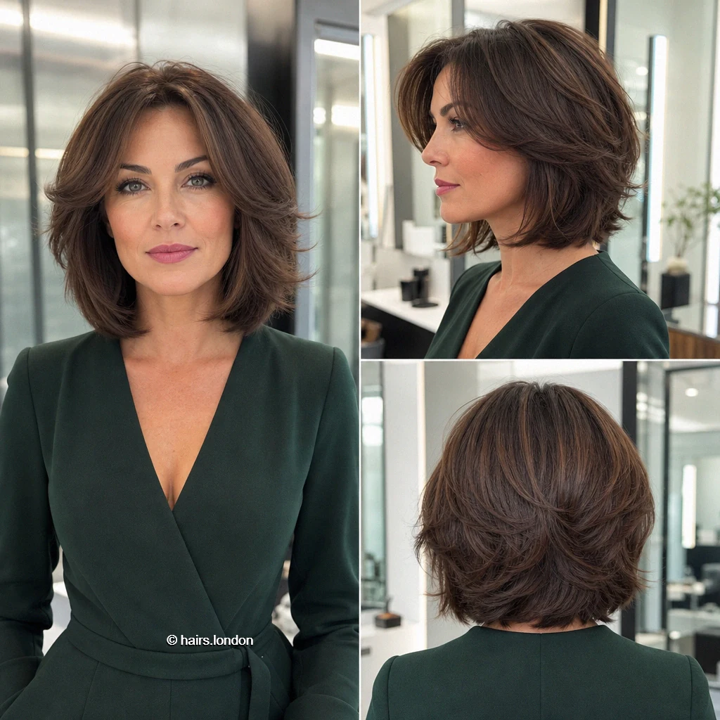 20 Brunette Bob Haircuts, From Rounded Shapes to Feathered Layers Brown Sweeping Bob