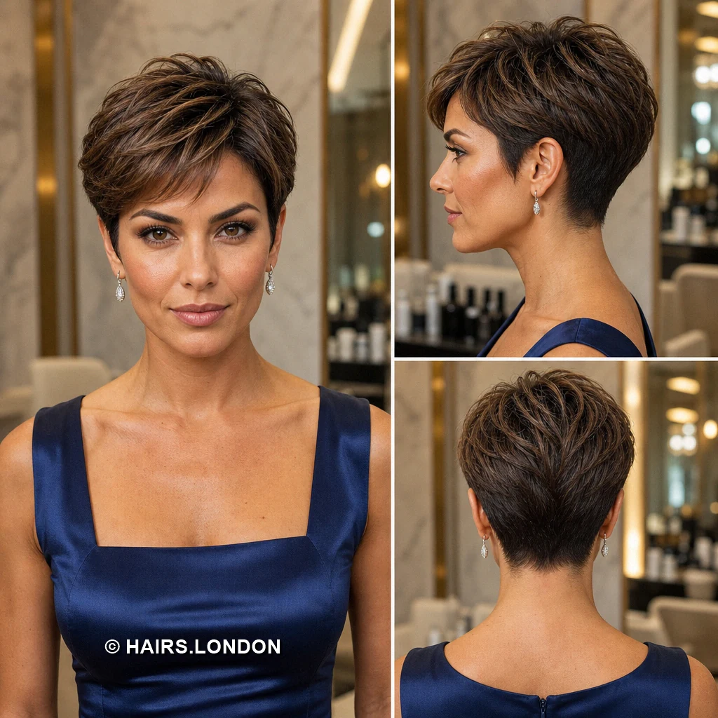20 Brunette Pixie Cuts with Sweeping Fringe and Tapered Napes Brown Textured Sweep