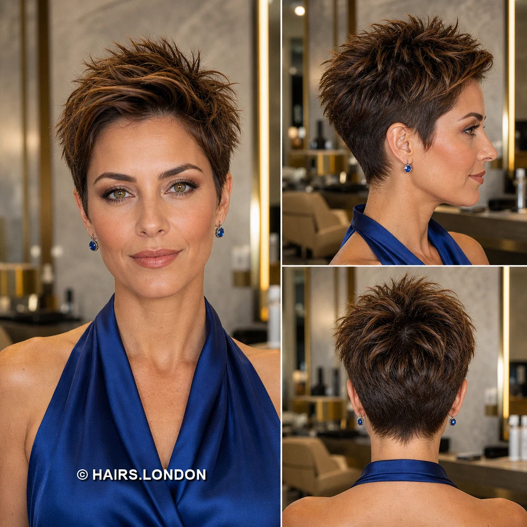 20 Short Brunette Pixie Haircuts with Curls, Sweeps, and Tapered Napes Brown Tousled Ringlets