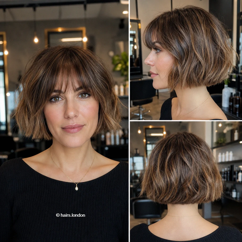 20 Bob Haircut Ideas: Rounded, Textured, A-Line and Stacked Shapes Brunette Choppy Bob