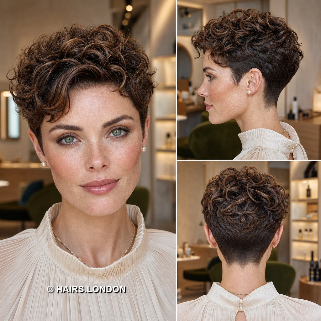 Brunette Curly Pixie