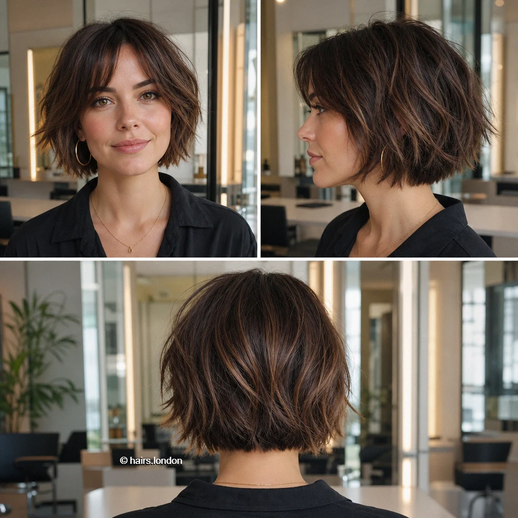 Brunette Curtain Bob