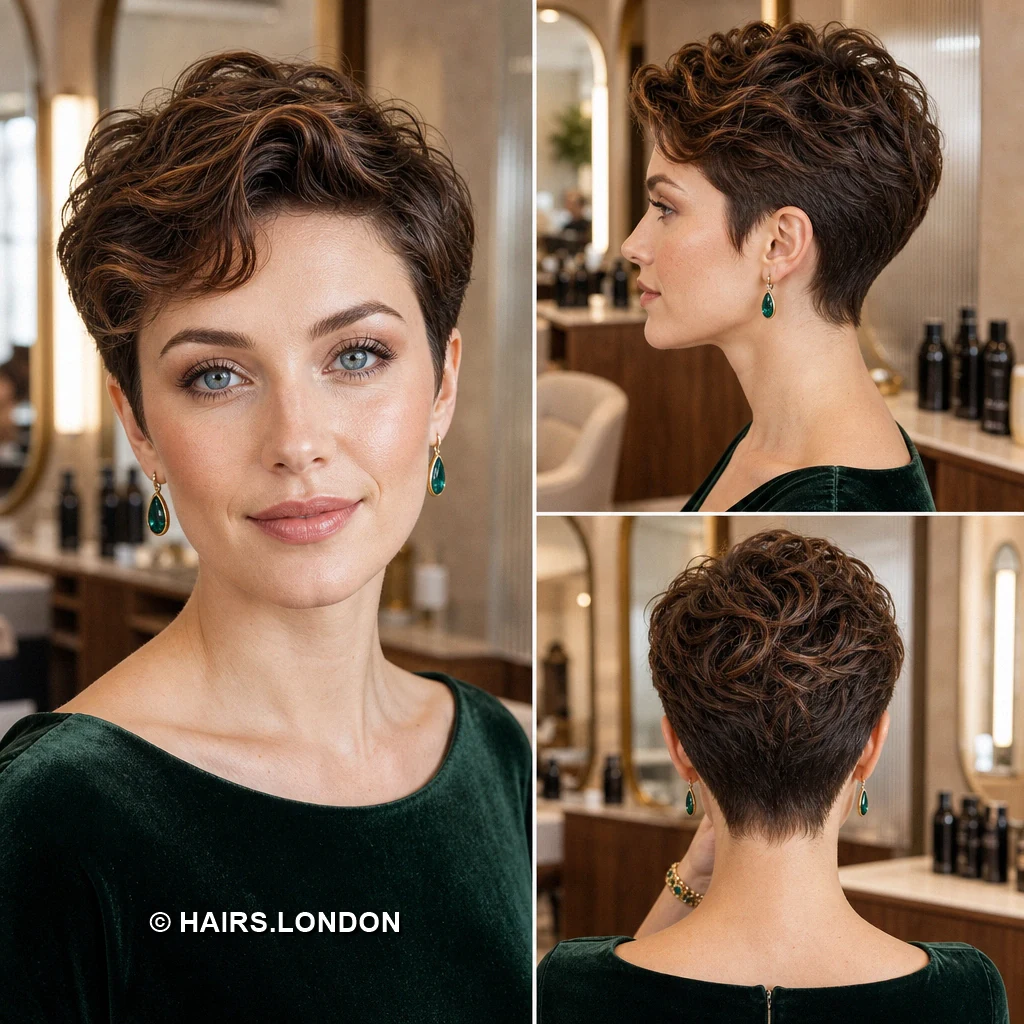Brunette Curved Pixie