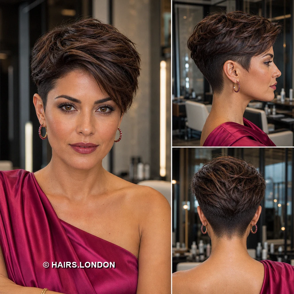 18 Short Textured Pixie Haircuts for Brunette Hair Brunette Curving Fringe