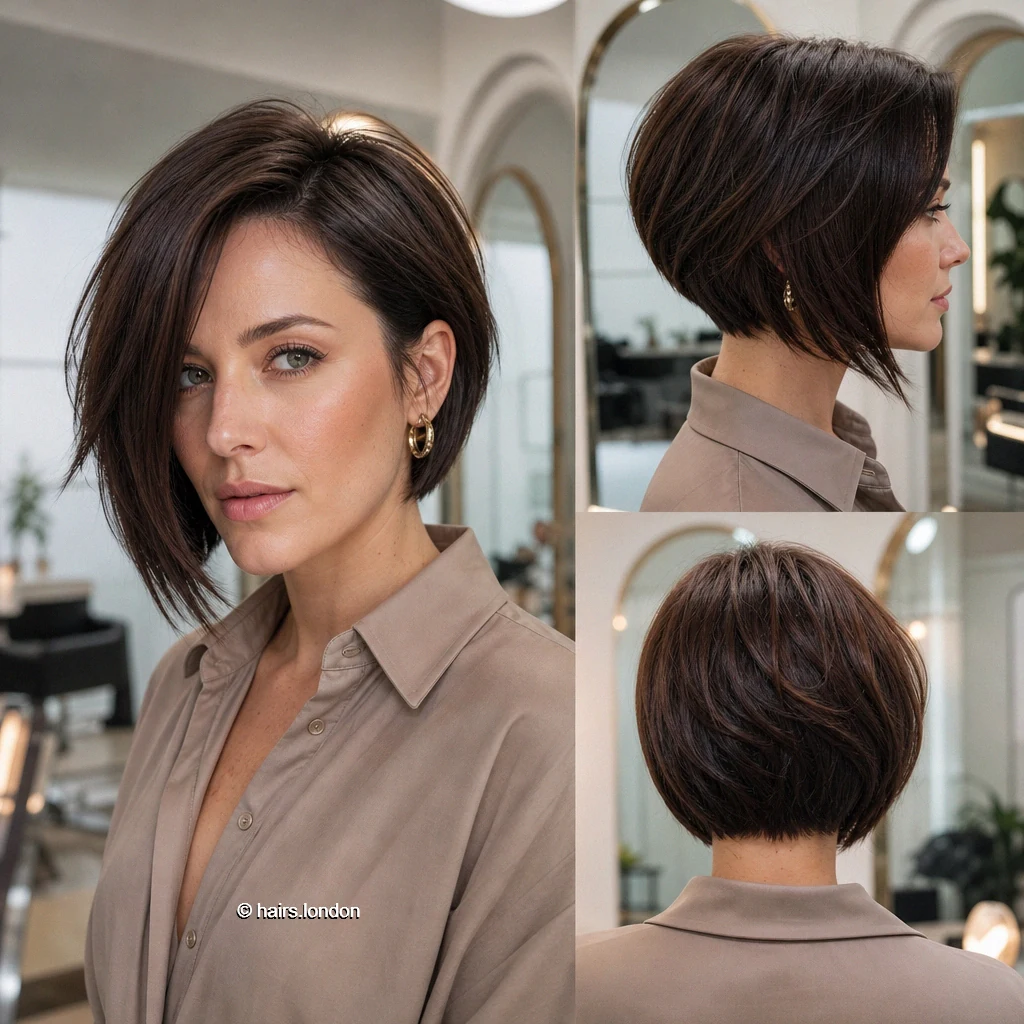 20 Brunette Bob Haircuts: Graduated Shapes and Textured Styles Brunette Exposednape Bob