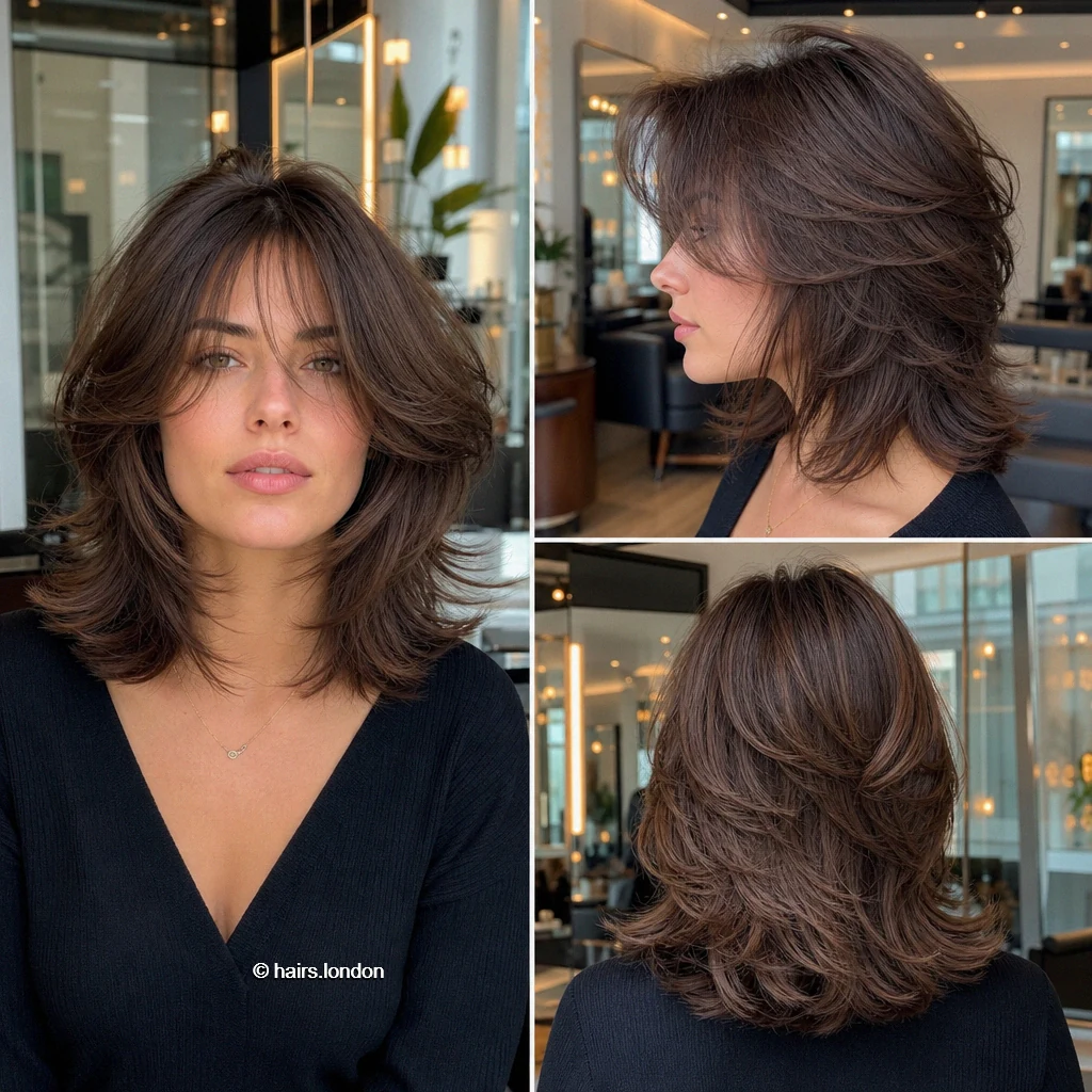 Brunette Feathered Bob