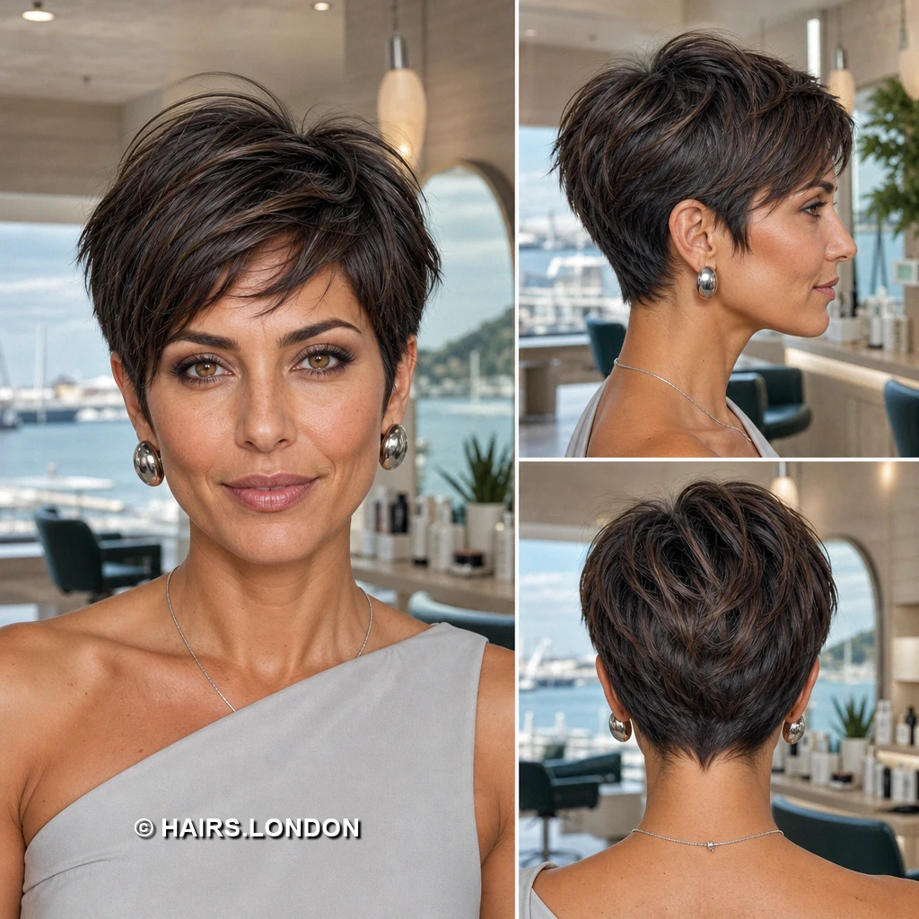 20 Brunette Pixie Cuts with Sweeping Fringe and Tapered Napes Brunette Layered Pixie