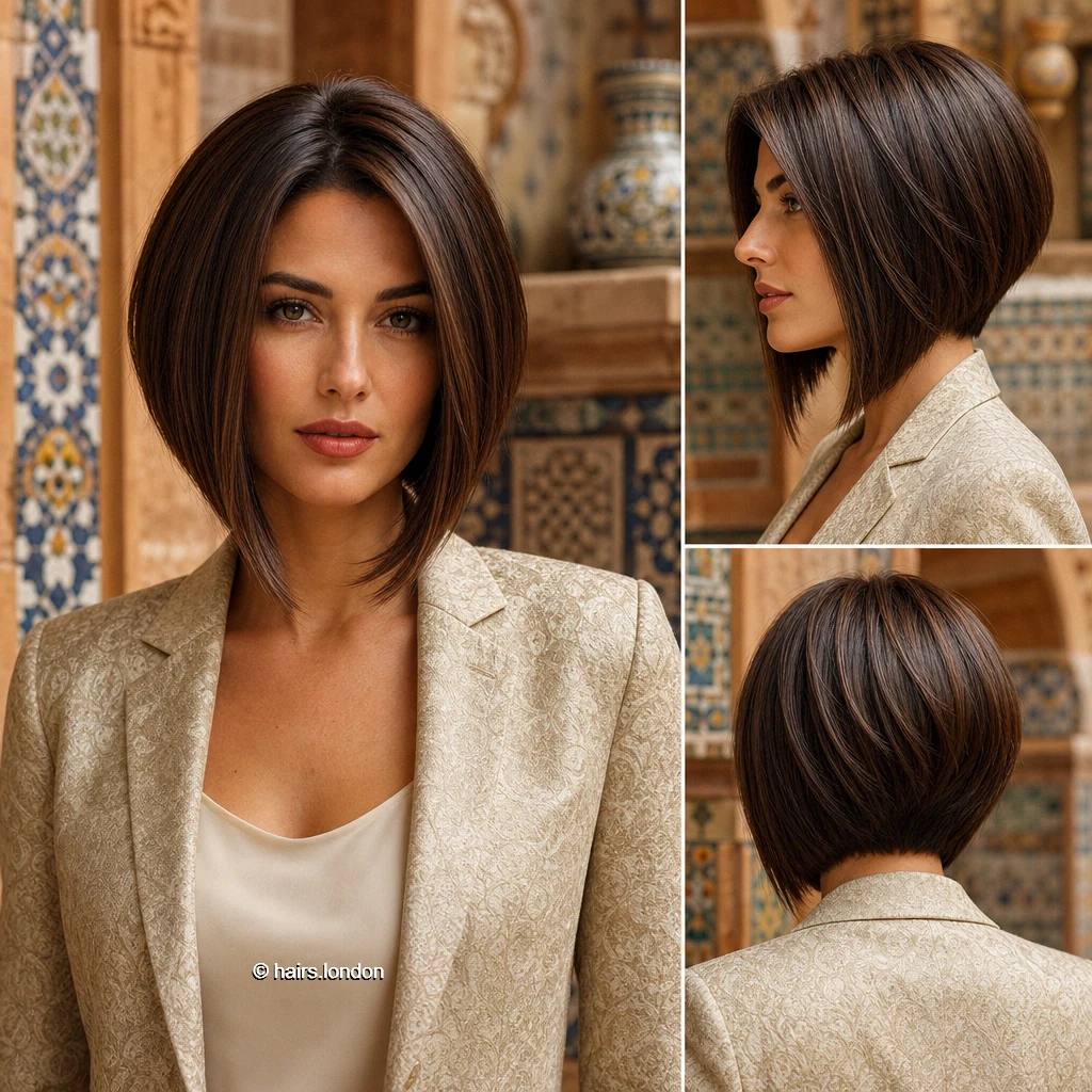20 Bob Haircuts: Textured, Polished, and Angled Shapes Brunette Longfront Bob