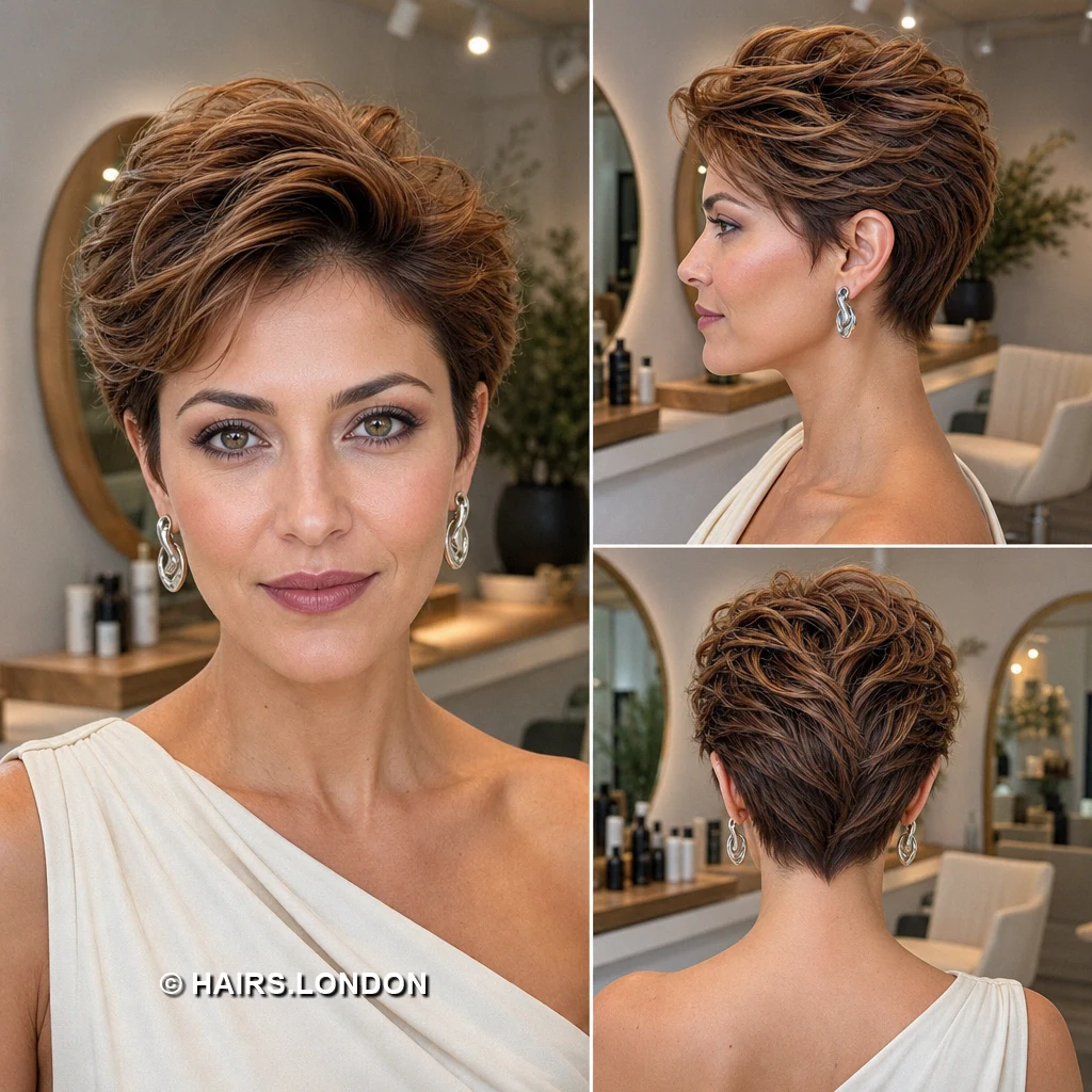 18 Textured Pixie Haircuts with Swept Fringe and Tapered Napes Brunette Pointed Fringe