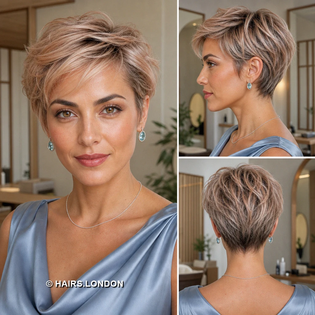 19 Highlighted Pixie Haircuts with Curls, Sweeps, and Tapered Napes Brunette Ribbon Curls
