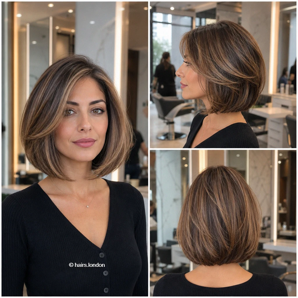 20 Bob Haircut Ideas: Rounded, Textured, A-Line and Stacked Shapes Brunette Rounded Bob