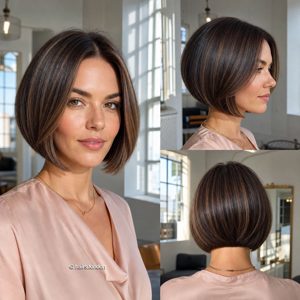 20 Bob Haircuts From Sleek Blunt Lines to Soft Graduation Brunette Rounded Silhouette