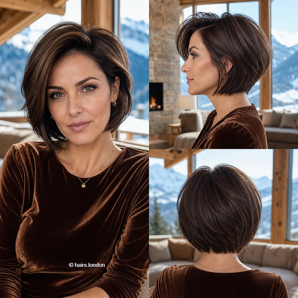 Brunette Sideswept Bob