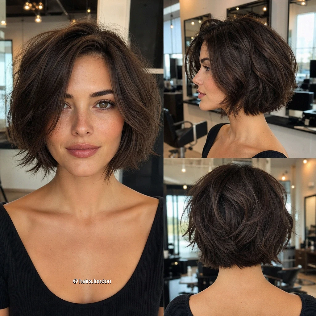 Brunette Sideswept Bob