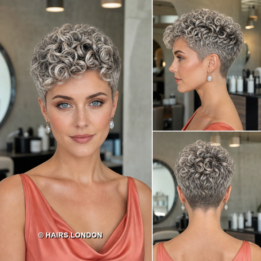 15 Silver Pixie Cuts With Sweeping Fringes, Soft Waves, and Defined Curls Brunette Silverthread Curls