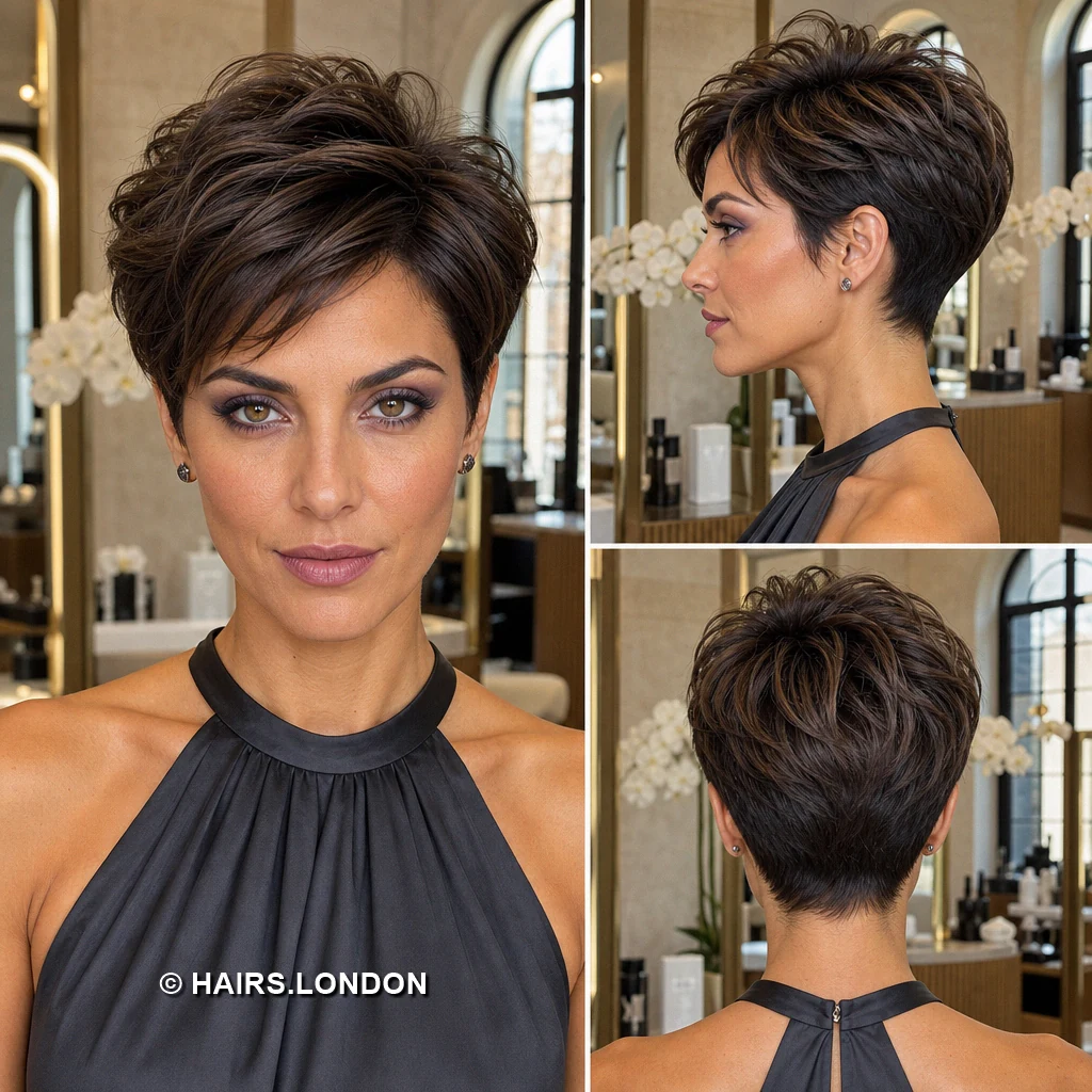 19 Brunette Pixie Haircuts with Texture, Volume, and Tapered Sides Brunette Smooth Lift