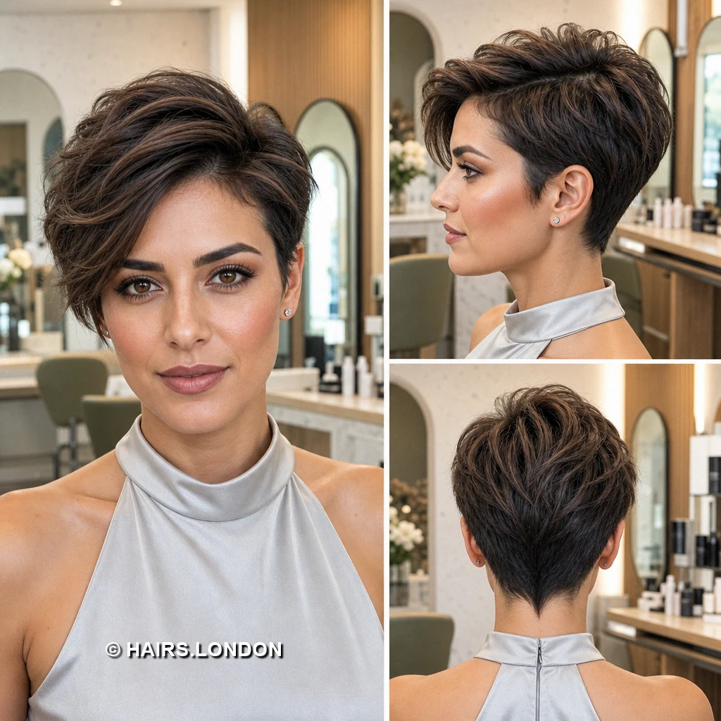 20 Brunette Pixie Cuts with Sweeping Fringe and Tapered Napes Brunette Soft Fringe