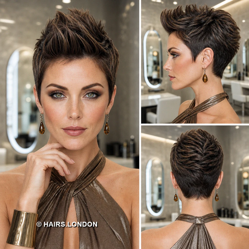 19 Highlighted Pixie Haircuts with Shape, Texture, and Lift Brunette Textured Crop