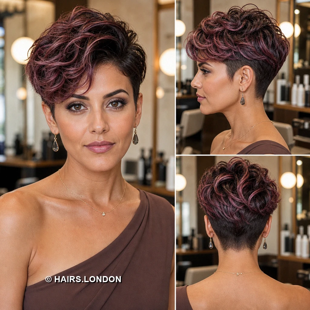 11 Highlighted Pixie Cuts with Sweeping Fringes and Textured Crowns Brunette Tousled Crop
