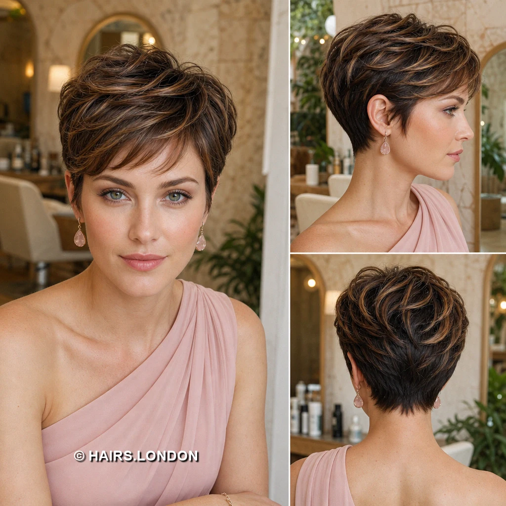 19 Textured Brunette Pixie Cuts With Shape and Movement Brunette Upright Texture
