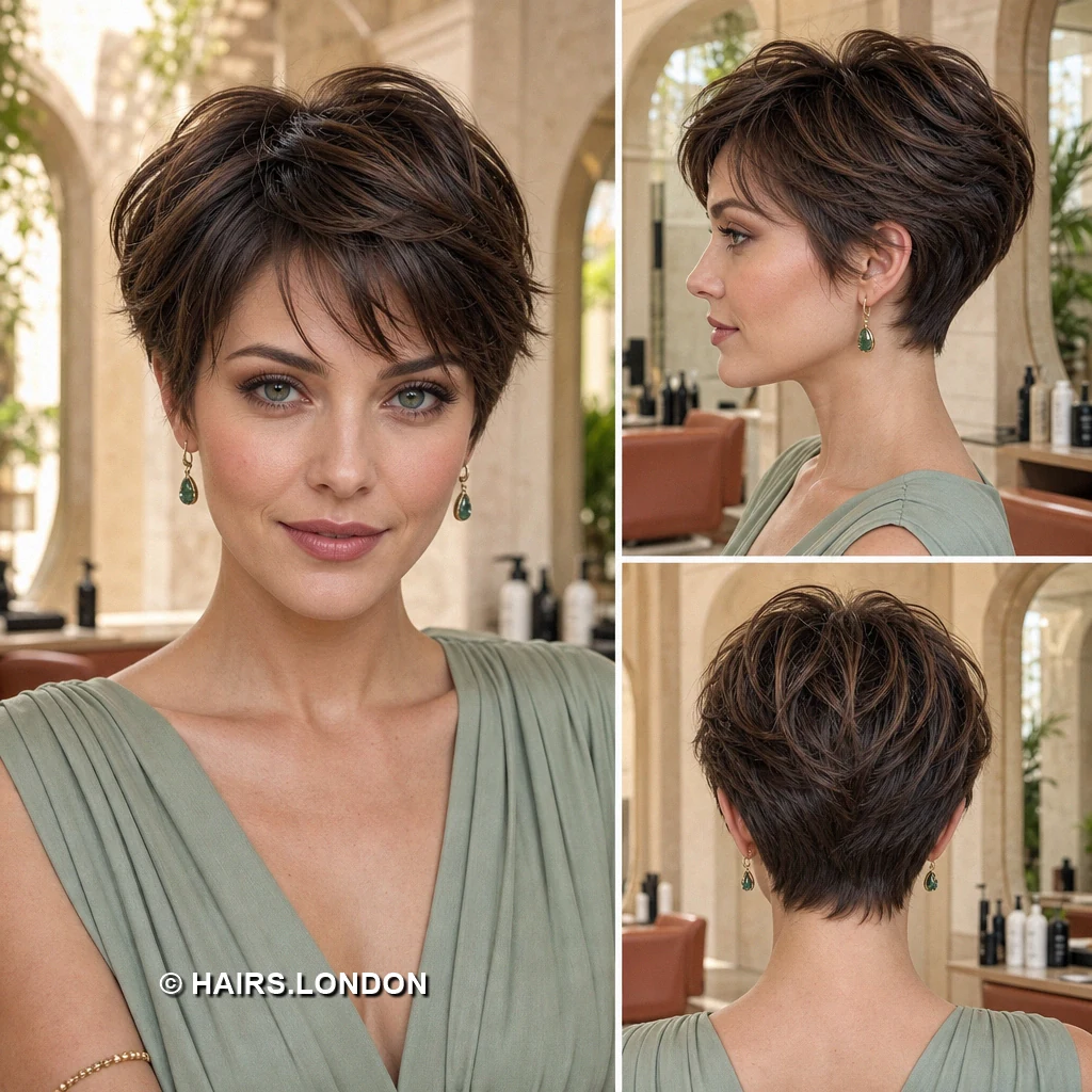 Brunette Voluminous Pixie
