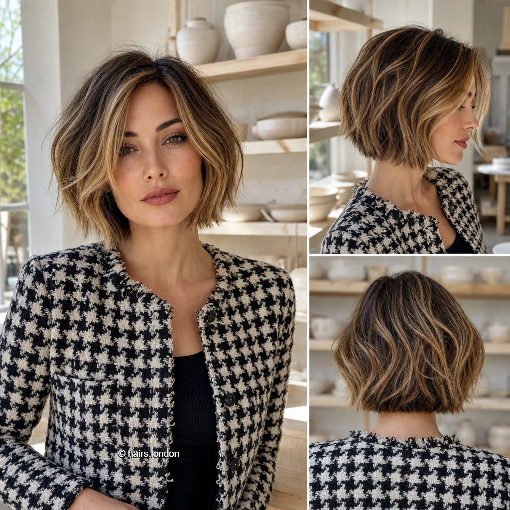 Brunette Wavy Bob
