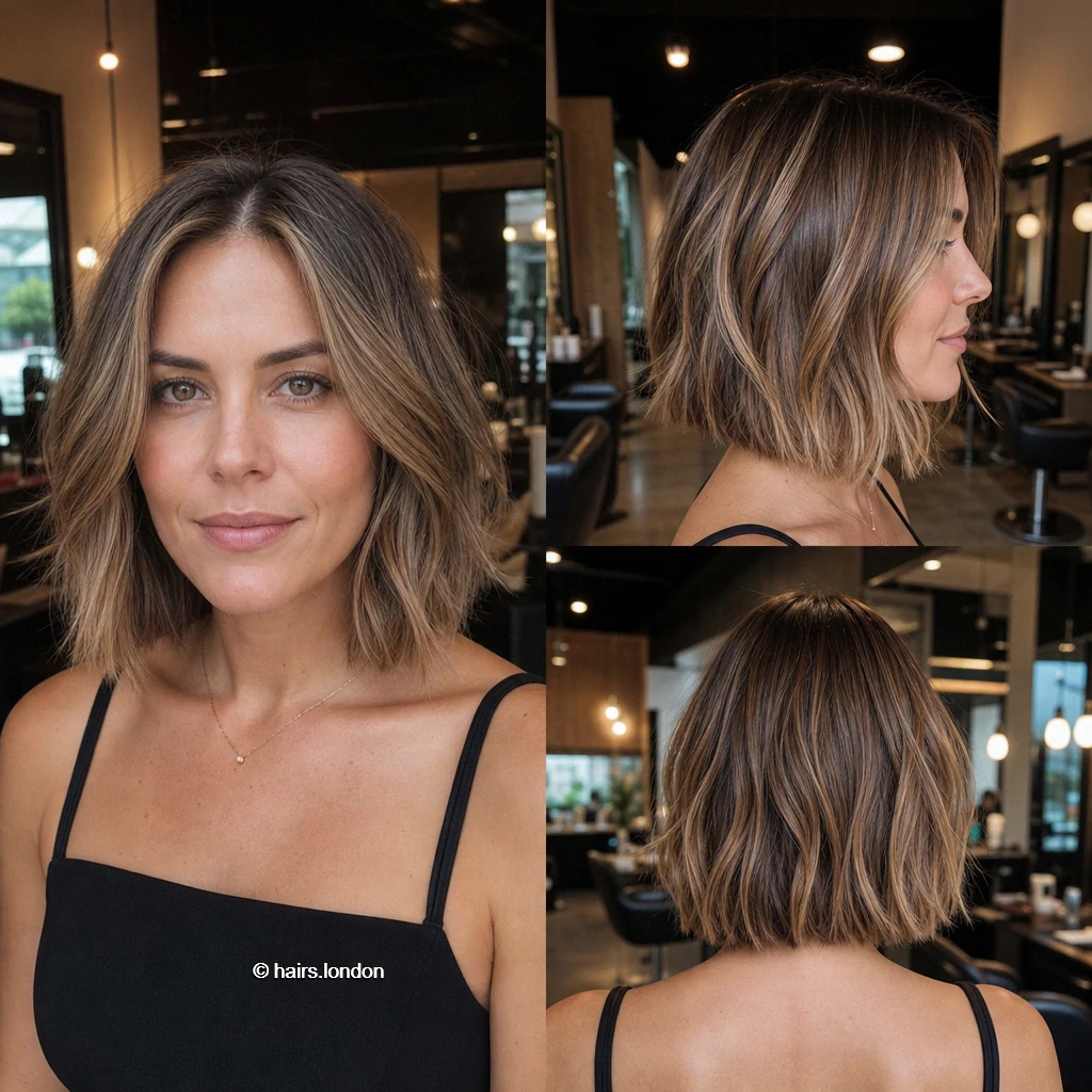20 Bob Haircut Ideas: Rounded, Textured, A-Line and Stacked Shapes Brunette Wavy Bob