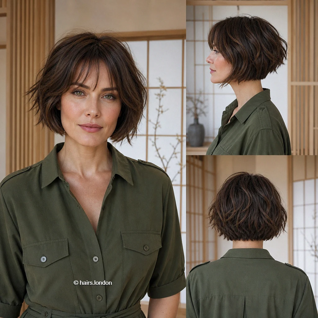 19 Bob Haircuts From Sleek Jawline Shapes to Textured Crops Brunette Wispy Bob