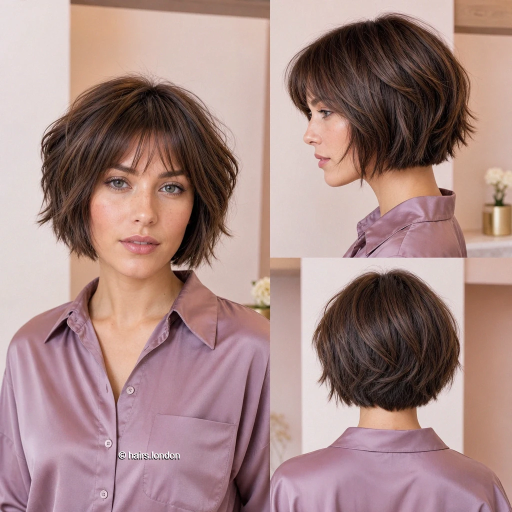 20 Brunette Bob Haircuts: Graduated Shapes and Textured Styles Brunette Wispy Bob