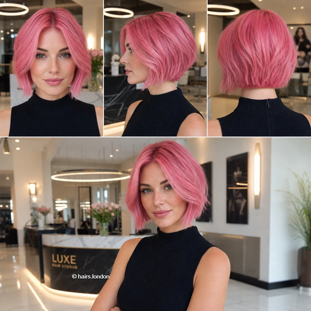 20 Colorful Bob Haircuts, From Sleek Curves to Shaggy Layers Bubblegum Stacked Bob