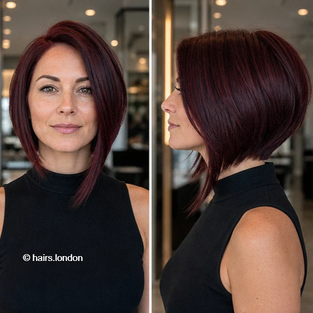 Burgundy Angled Bob