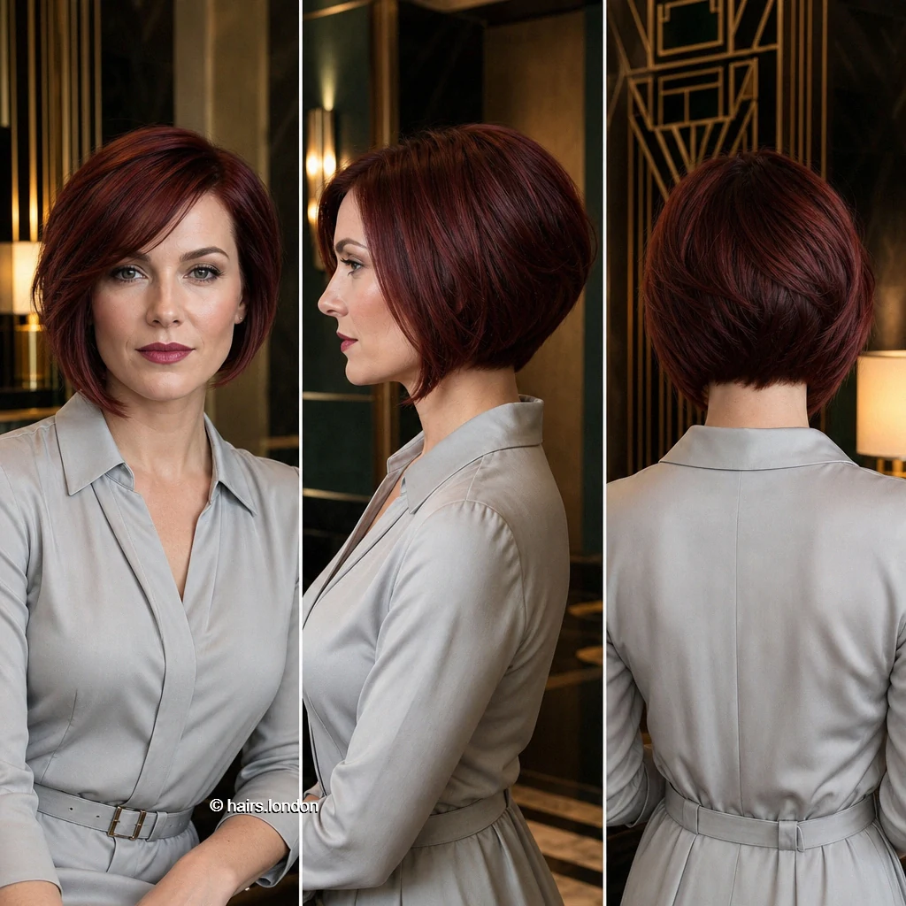 20 Red Bob Haircuts, From Rounded Copper Cuts to Textured Burgundy Styles Burgundy Angled Bob