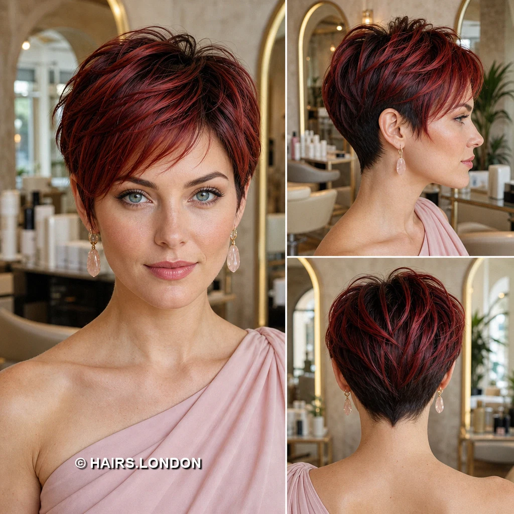 Burgundy Angled Pixie