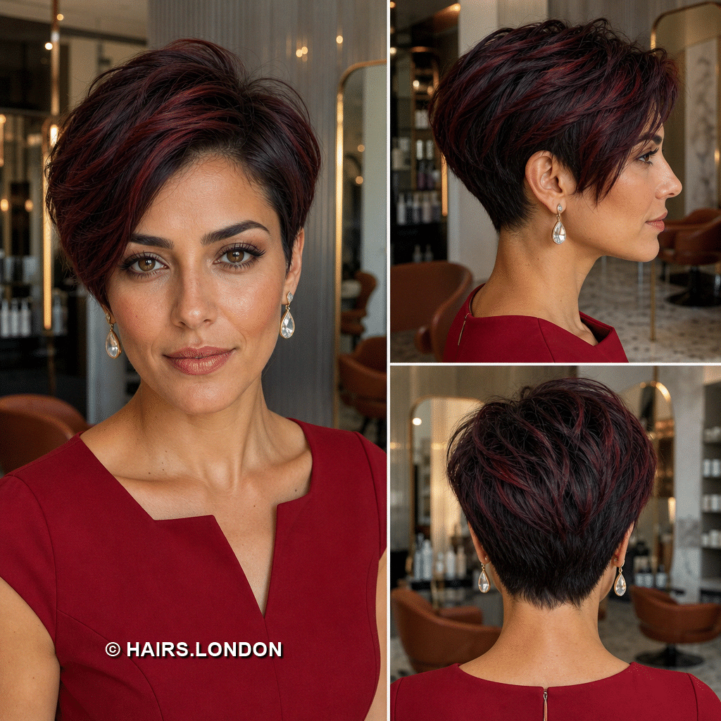 19 Burgundy Pixie Haircuts with Rich Color and Modern Texture burgundy asymmetrical pixie
