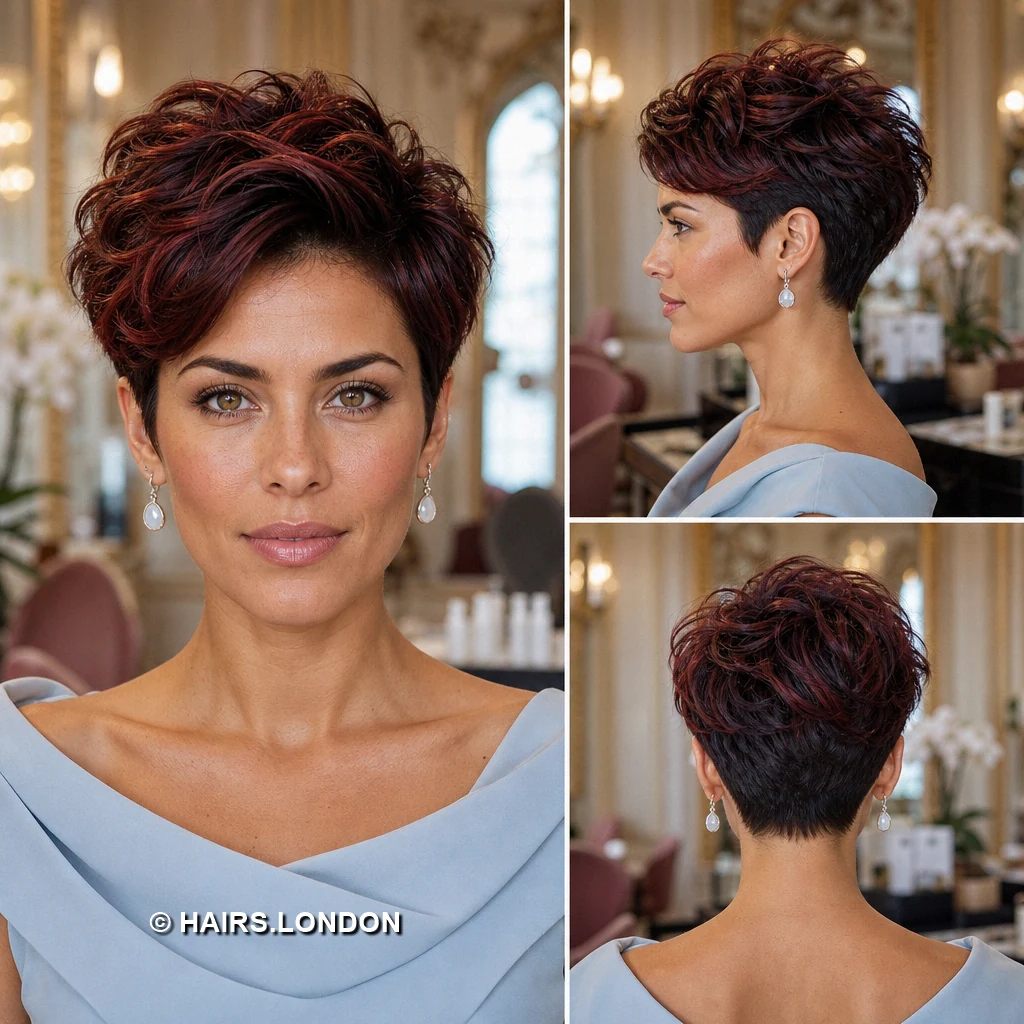 19 Burgundy and Magenta Pixie Cuts, From Soft Waves to Bold Sweeps Burgundy Choppy Pixie