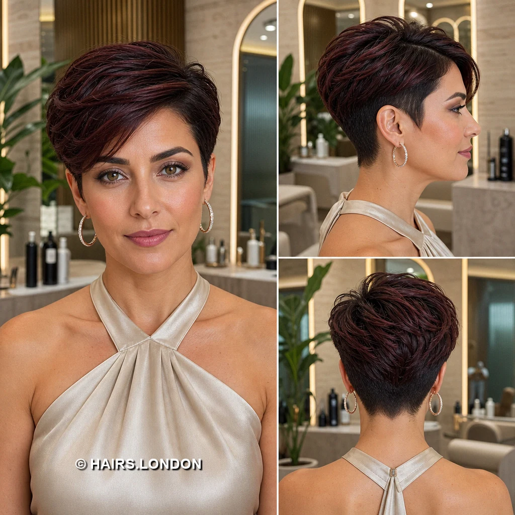 20 Burgundy Pixie Cuts: Swept Fringes, Textured Crowns and Curly Shapes Burgundy Compact Curls