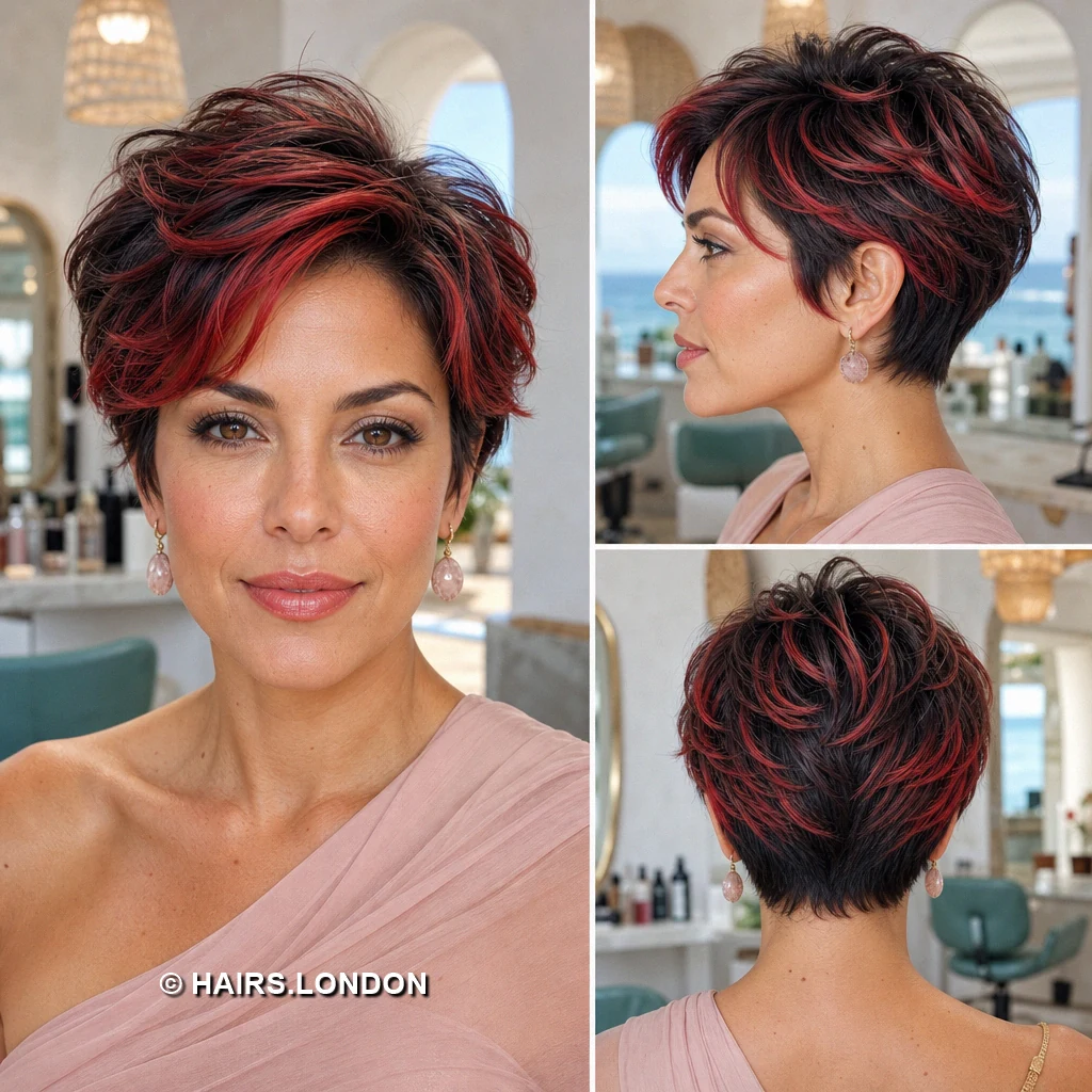 Burgundy Curly Pixie