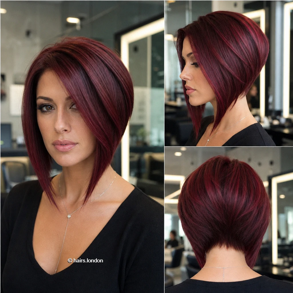 22 Bob Haircut Ideas: Sleek Angles, Soft Layers and Textured Shapes Burgundy Extended Bob