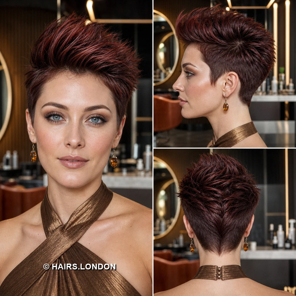 15 Burgundy Pixie Cuts with Swept Fringes and Textured Crowns Burgundy Eyebrow Sweep